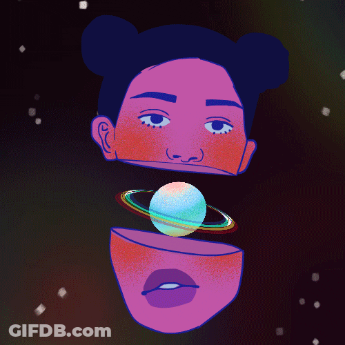 Saturn Space Split Face GIF