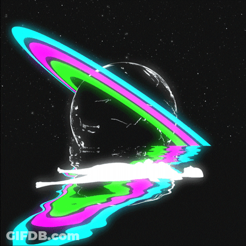 Saturn With Neon Rings GIF