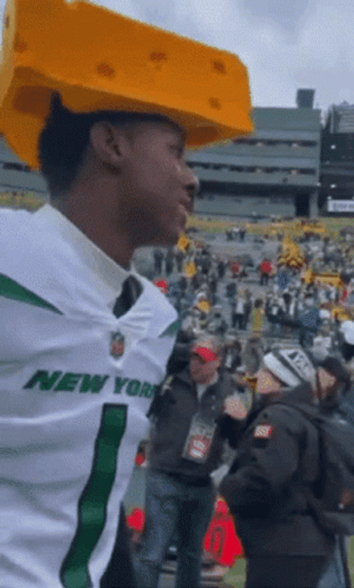 Sauce Gardner Wearing Cheese Hat GIF