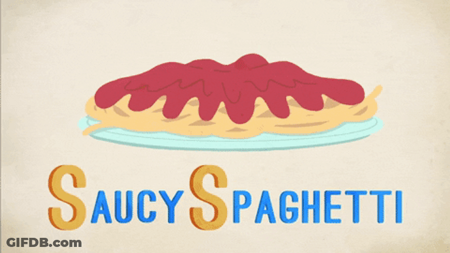 Saucy Spaghetti Topped With Cheese And Sardines GIF