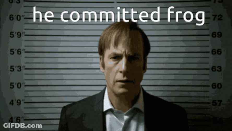 Saul Goodman Taking Mug Shot Committed Frog Meme GIF