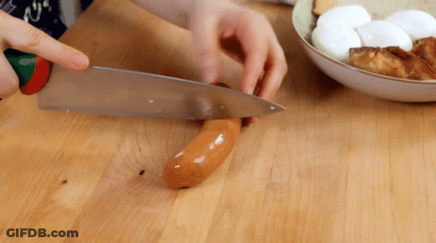 Sausage Cut Into Pieces GIF