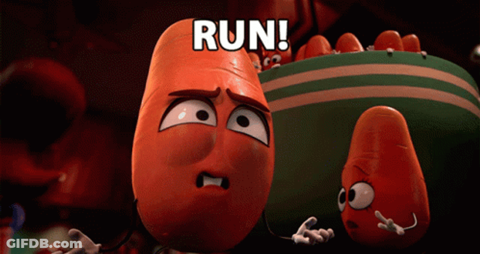 Sausage Party Run Freaking Out GIF