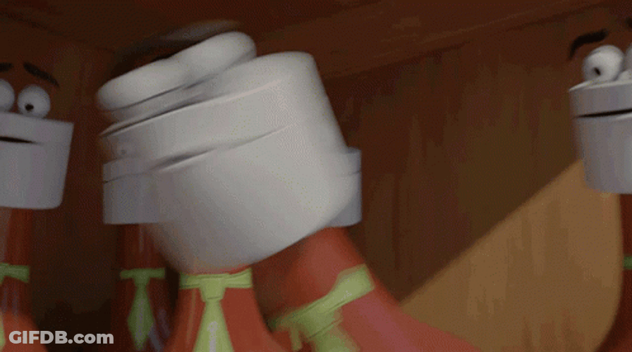 Sausage Party Shocked Bottles GIF