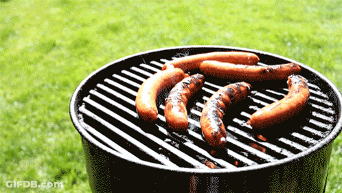 Sausages Cooking On Grill GIF