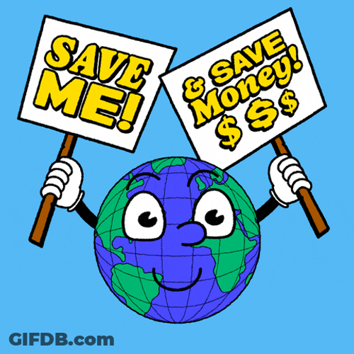 Save Money Earth Holding Signboards GIF
