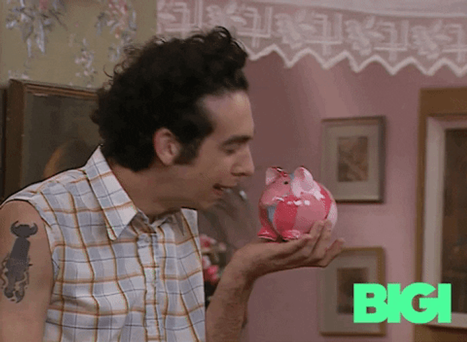 Save Money Man Holding Piggy Bank GIF