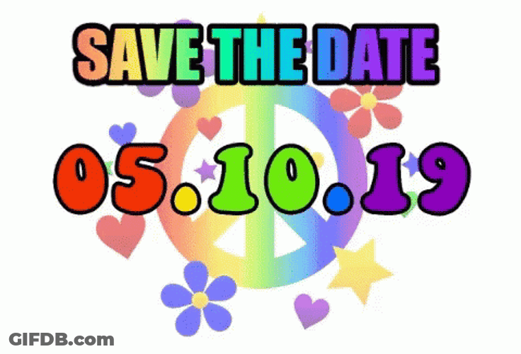 Save The Date Rainbow Color GIF