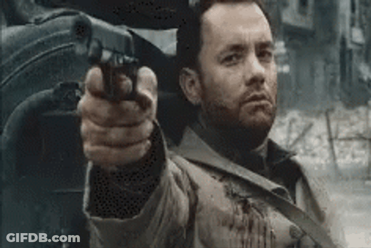Saving Private Ryan Tom Hanks Pointing Gun GIF