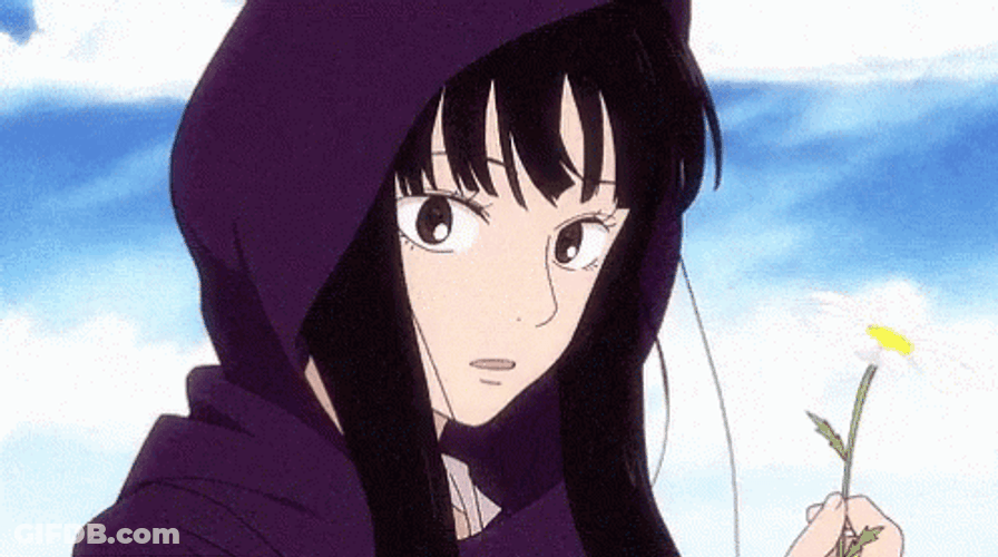 Sawako Kuronuma Holding White Anime Flower GIF