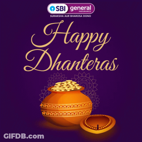 SBI General Insurance Pot Of Gold Coins And Candle GIF