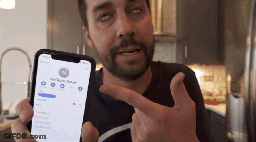 Scammer Call Not Today Satan GIF