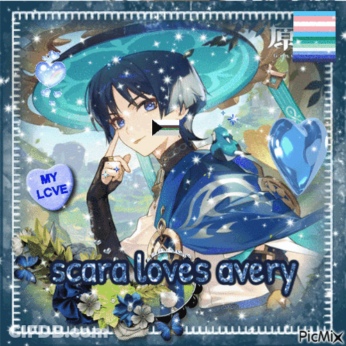 Scara Loves Avery With Heart Saying My Love GIF
