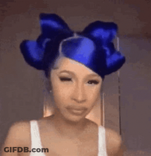 SCardi B Squinting Blue Hair GIF