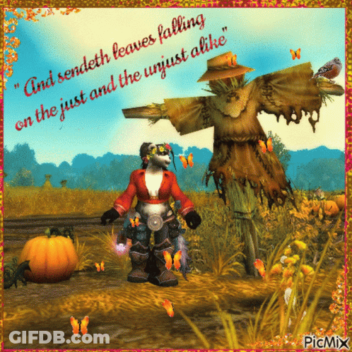 Scarecrow And Sendeth Leaves Falling GIF