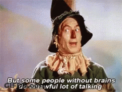 Scarecrow From The Wizard Of Oz Says But Some People Without Brains Do An Awful Lot Of Talking GIF