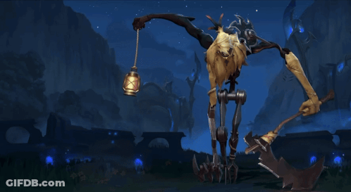 Scarecrow In Video Game Holding Lantern GIF