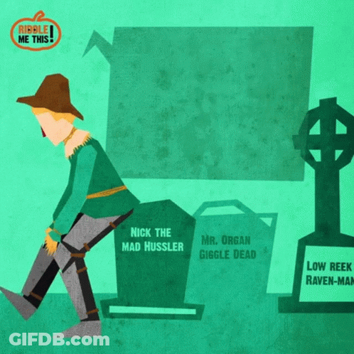 Scarecrow Saying Riddle Me This GIF