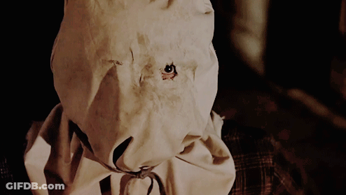 Scarecrow With Hole In Eye Wearing White Cloth GIF