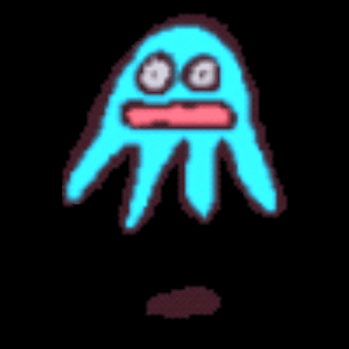Scared Blue Squid GIF