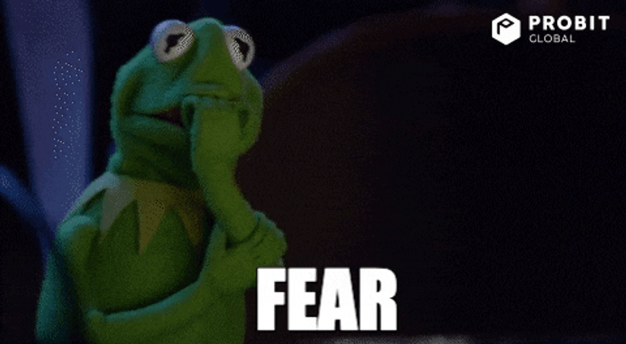 Scared Kermit Showing Fear Meme GIF