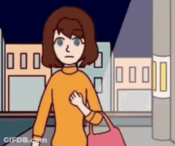 Scared Lady Running Away Animation GIF