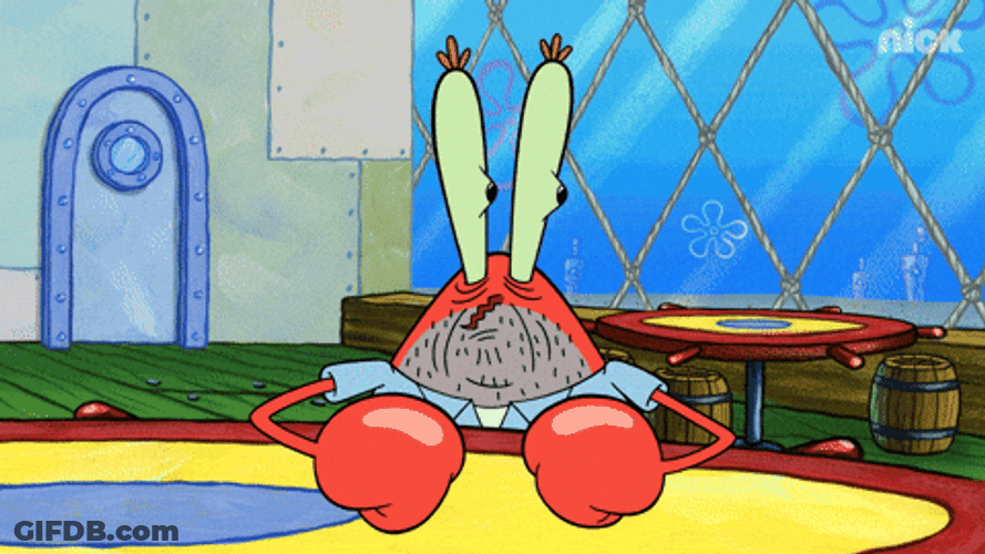 Scared Mr Krabs In Table At Krusty Krab GIF