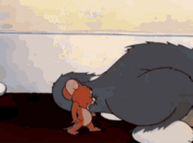 Scared Tom Holding Bowls GIF