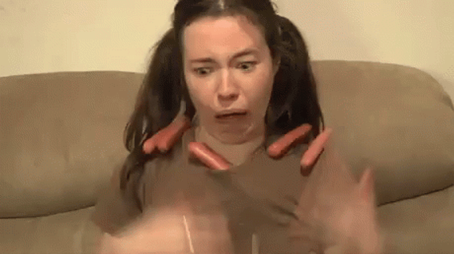 Scared Woman With Glizzy GIF