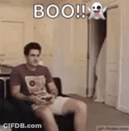 Scaring A Man Funny Ghost Floating GIF