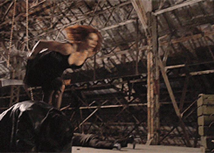Scarlett Johansson Chair Flip GIF