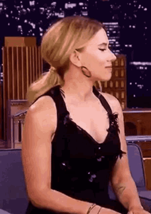Scarlett Johansson Interview Fist Pump GIF