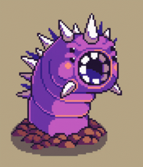 Scary Cartoon Big Worm Gaping Mouth GIF