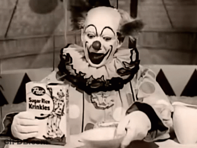 Scary Clown Eating Cereals GIF