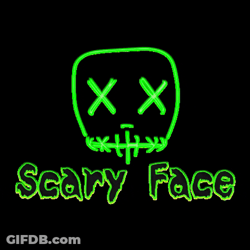 Scary Face Neon Lights Art GIF