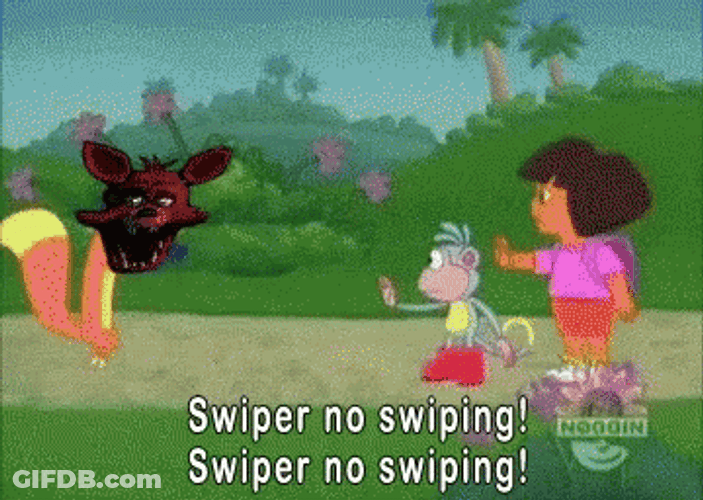 Scary Faced Swiper Approaching GIF