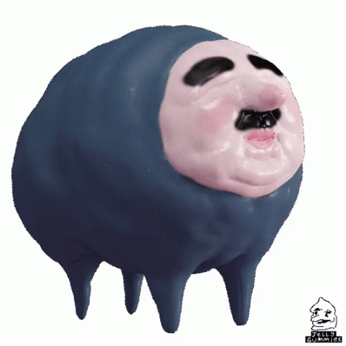 Scary Fat Alien Creature Jellygummies Rolling Head GIF