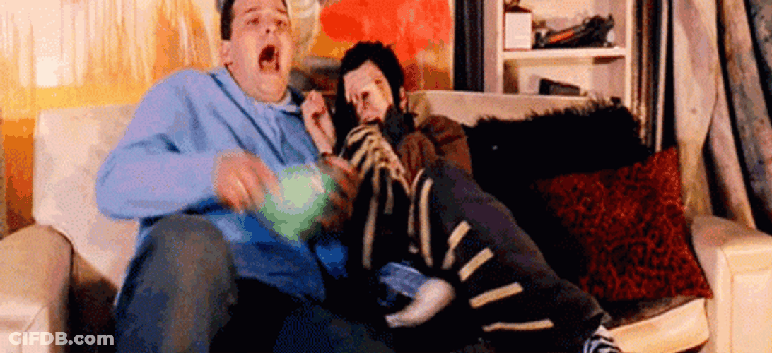Scary Movie Scared Reaction Popcorn Tossed GIF