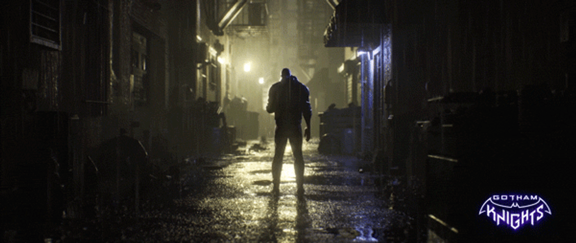 Scary Red Hood Standing In The Dark GIF