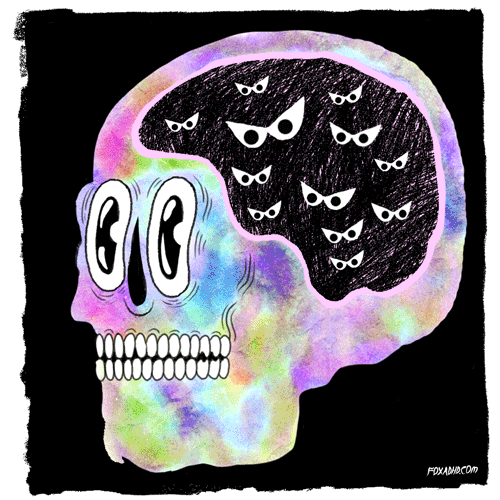 Scary Skull Colorful Art GIF