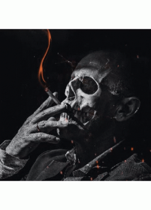 Scary Skull Smoking GIF