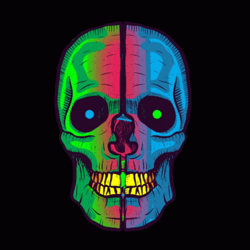 Scary Skull Tokebi Colorful Artwork GIF