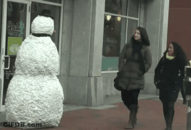 Scary Snowman Scare Prank GIF