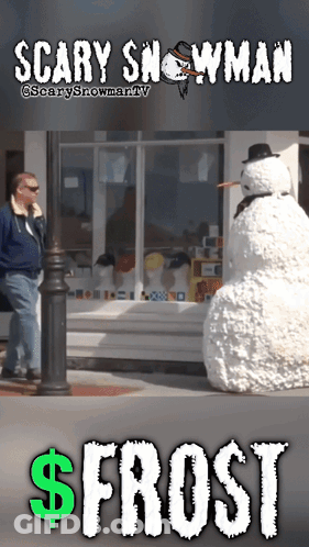 Scary Snowman With Dollar Sign GIF