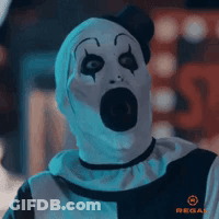 Scary Surprised Clown In Regal Shirt GIF