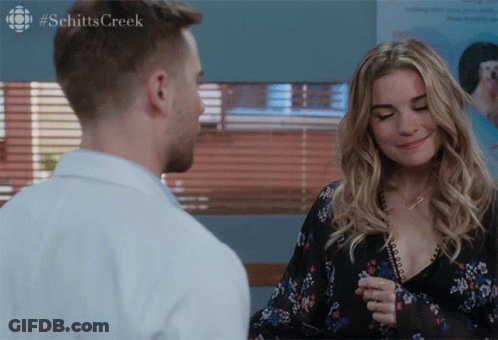 Schitt's Creek Man And Woman Talking GIF