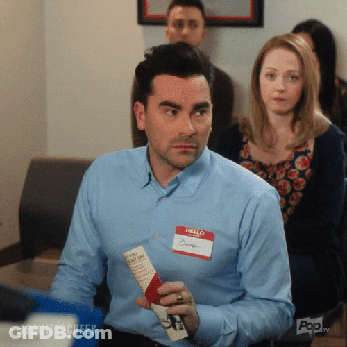 Schitt's Creek Raise Hand GIF