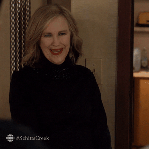 Schitts Creek Catherine O'Hara Happy Then Sad GIF