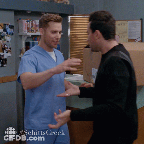 Schitts Creek Two Men Hugging GIF