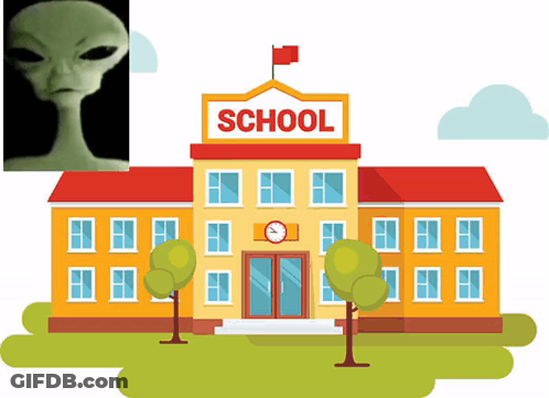 School Building With Alien GIF
